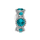 Brighton charm bead with teal crystals and silver-plated beaded accents around a central stone on a white background