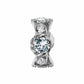 Brighton silver-plated spacer charm with round crystal accents and twisted rope detailing on a white background