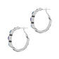 Brighton hoop earrings with silver-plated finish and blue crystal accents along the front on a white background