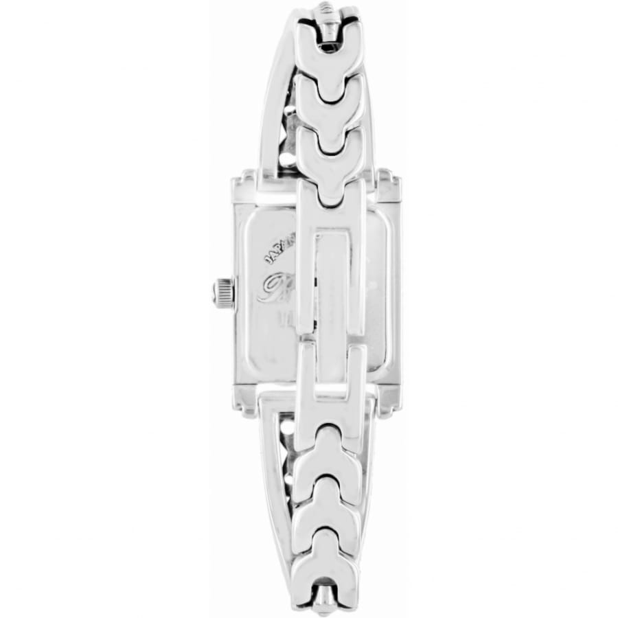 Brighton watch shown from the back with silver-plated link bracelet and rectangular case on a white background