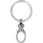 Brighton keychain with silver-plated ring, heart charm, and decorative oval clip clasp on a white background