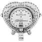 Brighton heart-shaped compact mirror shown from the back with engraved Time is Life's Heartbeat inscription on a white background