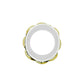 Brighton spacer charm bead with white enamel center and scalloped gold-tone edge on a white background