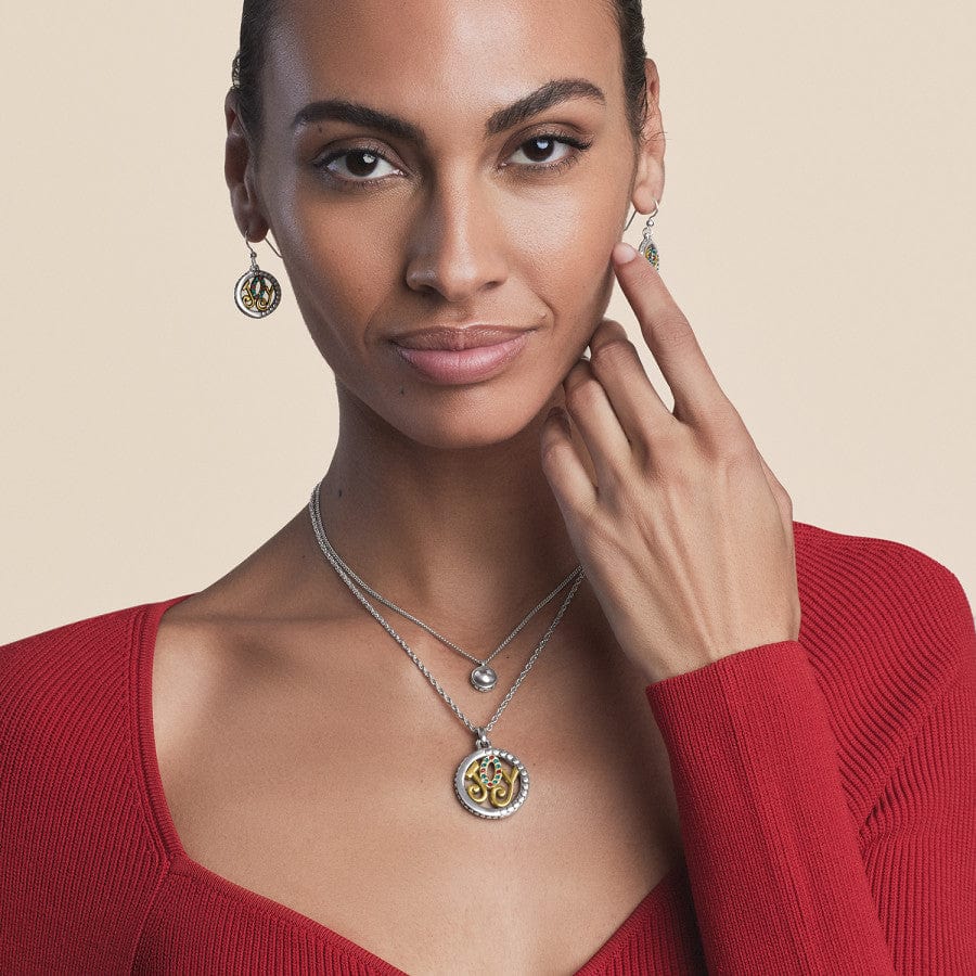 Model wearing Holiday Joy French Wire Earrings & Necklace