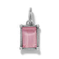 Brighton pendant charm with rectangular pink crystal in silver-plated rope-textured frame and bail on a white background