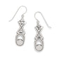 Brighton drop earrings with silver-plated XO design on French hook wires shown on a white background