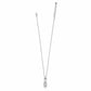 Brighton pendant necklace with silver-plated XO charm and crystal accent on a delicate chain on a white background