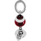 Brighton charm with red enamel bead, silver-tone cable ring, and dangling heart with crystal accent on a white background