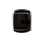Brighton charm bead with faceted black stone and silver-plated end caps on a white background