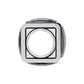Brighton charm bead with silver-plated square frame and faceted gray crystal sides shown from the front on a white background