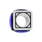 Brighton charm bead with silver-plated square frame and blue faceted crystal accents on a white background