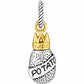 Brighton potato charm with silver-tone body, engraved banner, and gold-tone crown accent on a white background