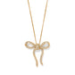 Brighton pendant necklace with gold-plated bow design and crystal accents on delicate chain on a white background