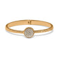 Brighton bangle bracelet with gold-plated rope texture and round crystal pavé medallion centerpiece on a white background