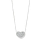 Brighton pendant necklace with silver-plated heart pavé crystals on a delicate chain on a white background