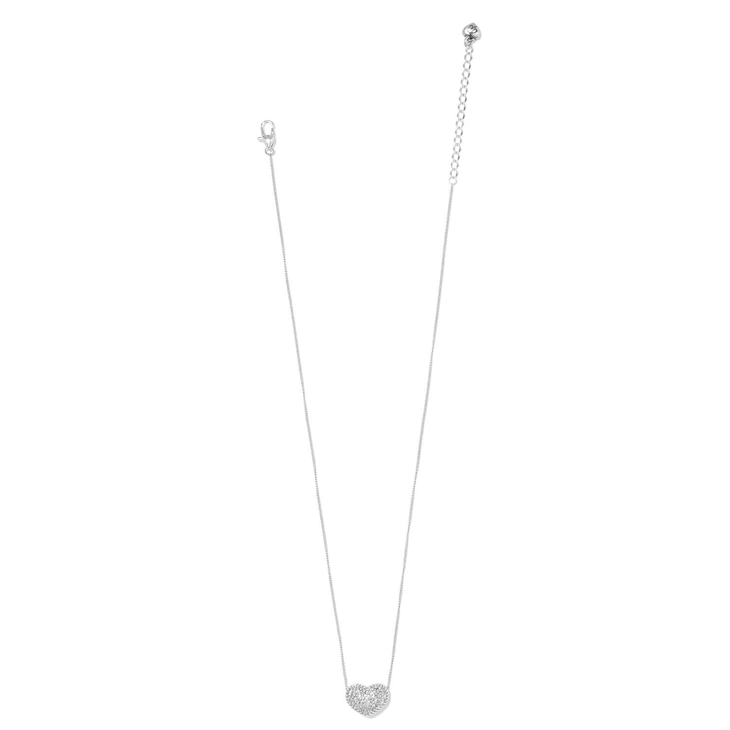 Brighton heart pendant necklace with silver-plated chain and pavé crystals with lobster clasp on a white background