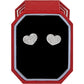 Brighton heart stud earrings with pavé crystals in a red gift box with black interior on a white background
