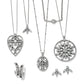 Brighton silver-plated jewelry set styled with crystal pendant necklaces and matching earrings on a white background