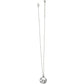 Brighton silver-plated pendant necklace with crystal circular joy charm and lobster clasp on a white background
