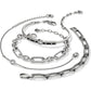 Brighton silver-plated bracelets featuring crystal-accented link, bangle, and chain styles arranged together on a white background