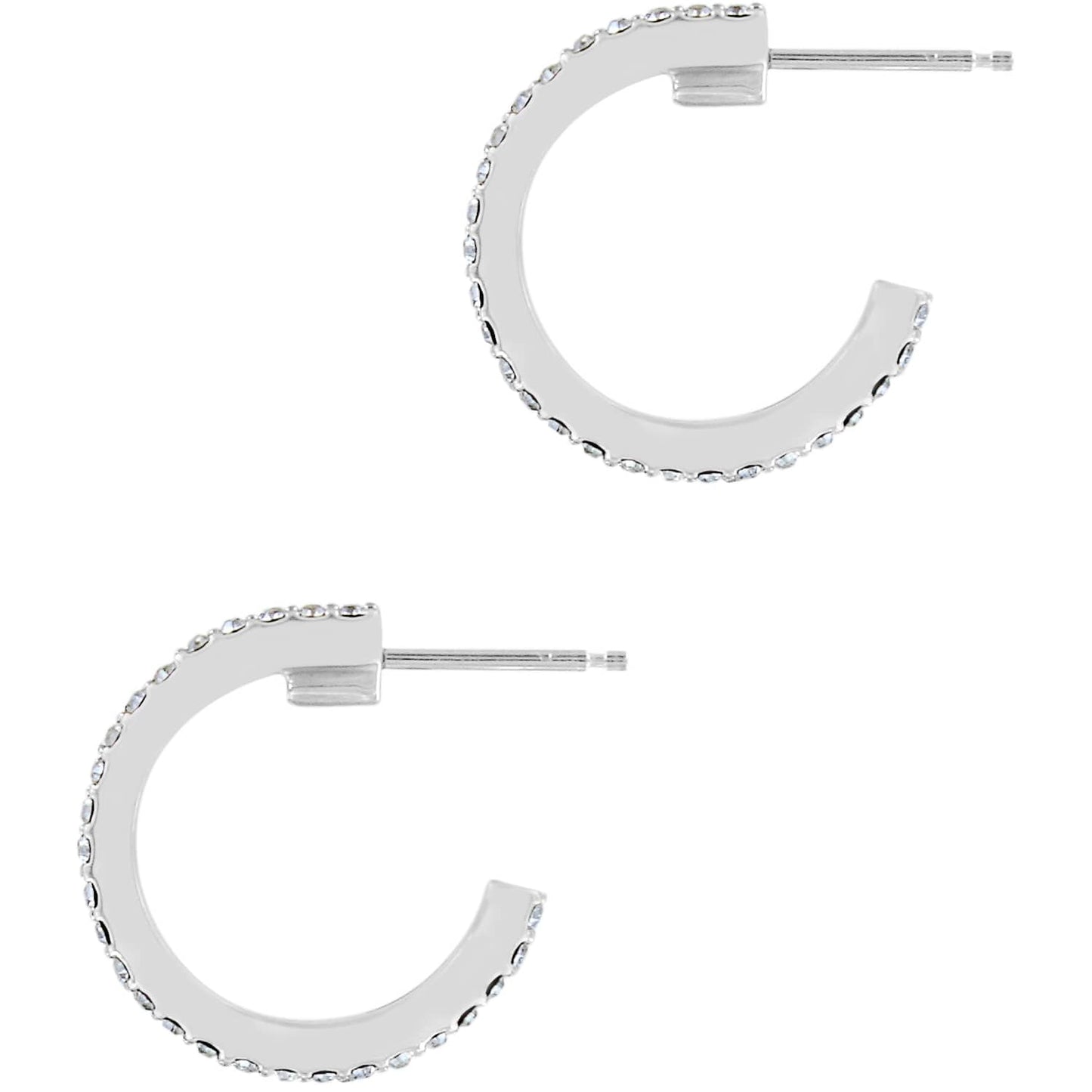 Brighton hoop earrings with silver-plated finish and pavé crystal edge detailing, shown as a pair on a white background