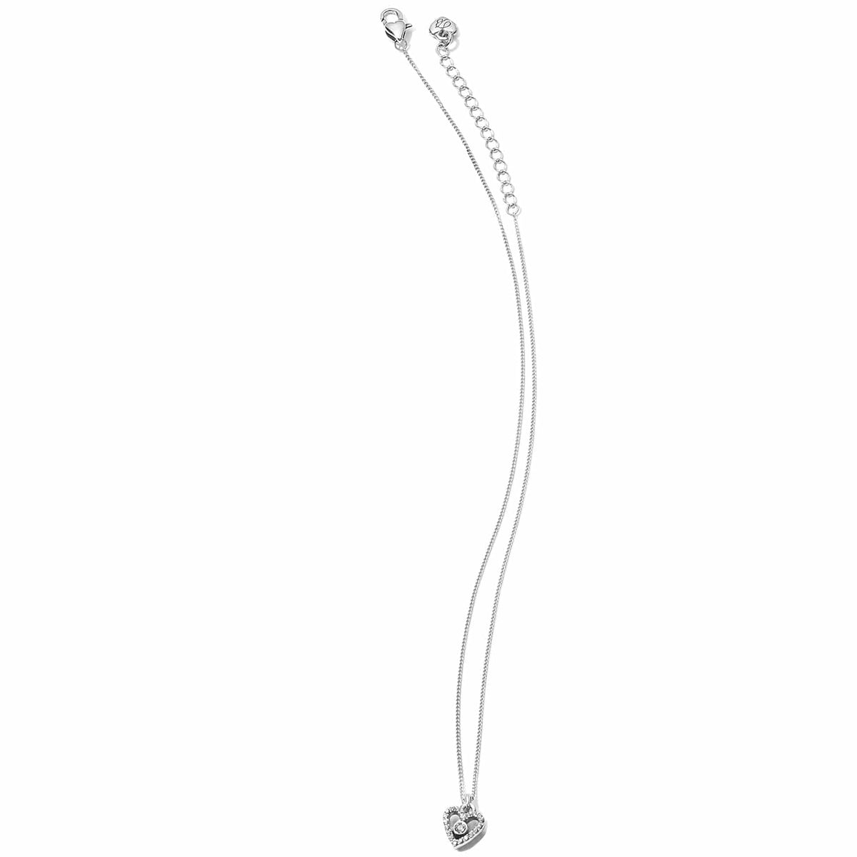 Brighton silver-plated pendant necklace with small crystal heart charm and adjustable chain on a white background