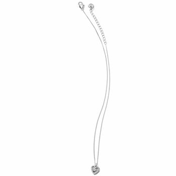Brighton silver-plated pendant necklace with small crystal heart charm and adjustable chain on a white background