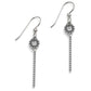 Brighton drop earrings with silver-plated round crystal accents and textured dangling bar pendants on a white background