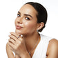Model wearing a Brighton silver-plated crystal pendant necklace paired with matching drop earrings and crystal ring