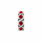 Brighton spacer charm with red crystals set in silver-tone braided design on a white background