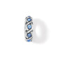 Brighton spacer charm with silver-tone braided design and blue crystal accents around the band on a white background