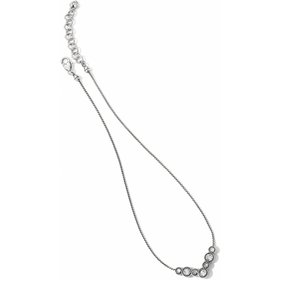 Brighton necklace with silver-plated chain and clustered crystal pendant with lobster clasp closure on a white background