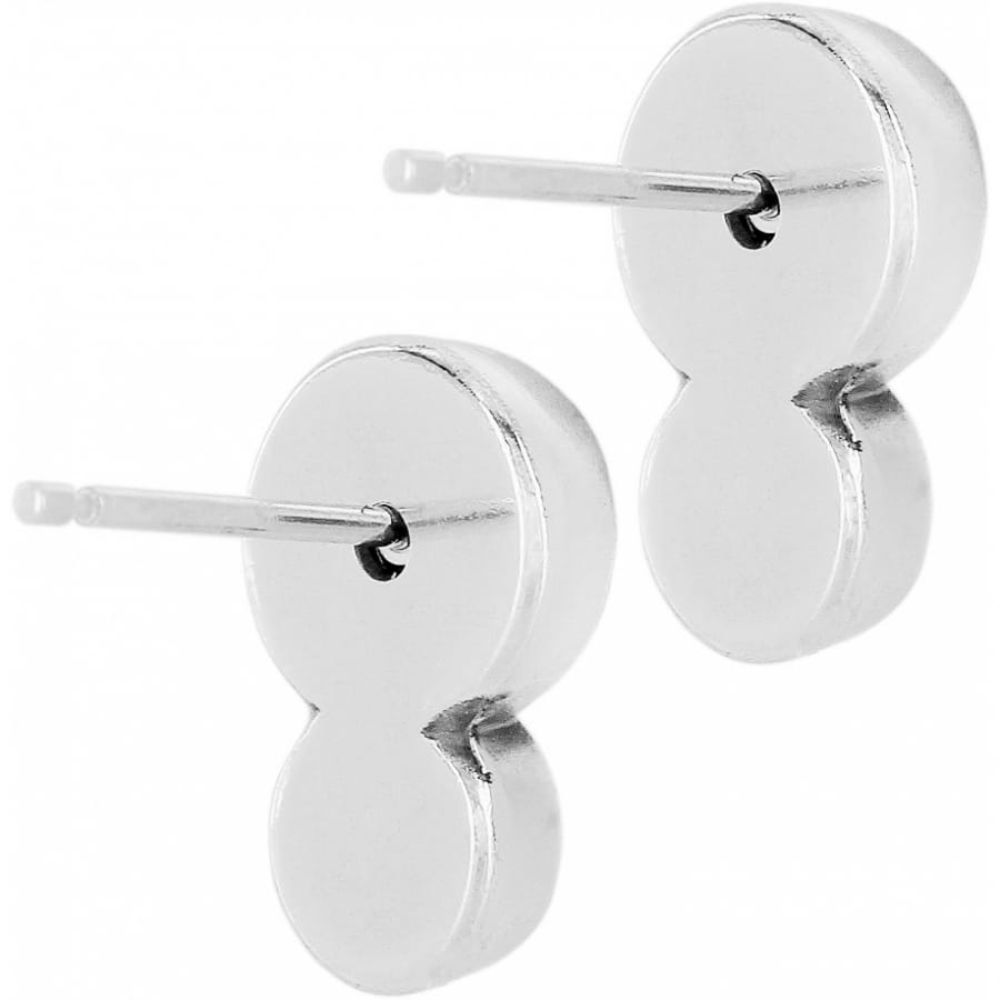 Brighton stud earrings with silver-plated double circle design and post backs on a white background