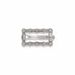 Brighton rectangular hair barrette with silver-plated scrollwork and beaded border design shown from the back on a white background