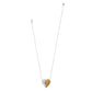 Brighton heart pendant necklace with two-tone silver and gold design on a delicate silver chain on a white background
