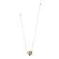 Brighton heart pendant necklace with two-tone silver and gold finish on delicate silver chain on a white background