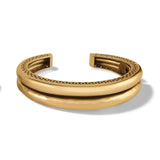 Brighton cuff bracelet in gold-plated finish with double band design and openwork side detail on a white background