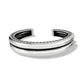 Brighton silver-plated cuff bracelet with grooved double band design and dotted openwork edge detail on a white background