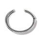 Brighton hinged cuff bracelet shown from the back with silver-plated openwork frame and dot detailing on a white background