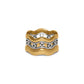 Brighton stacked ring set with two-tone wavy bands and silver circle accents on a white background