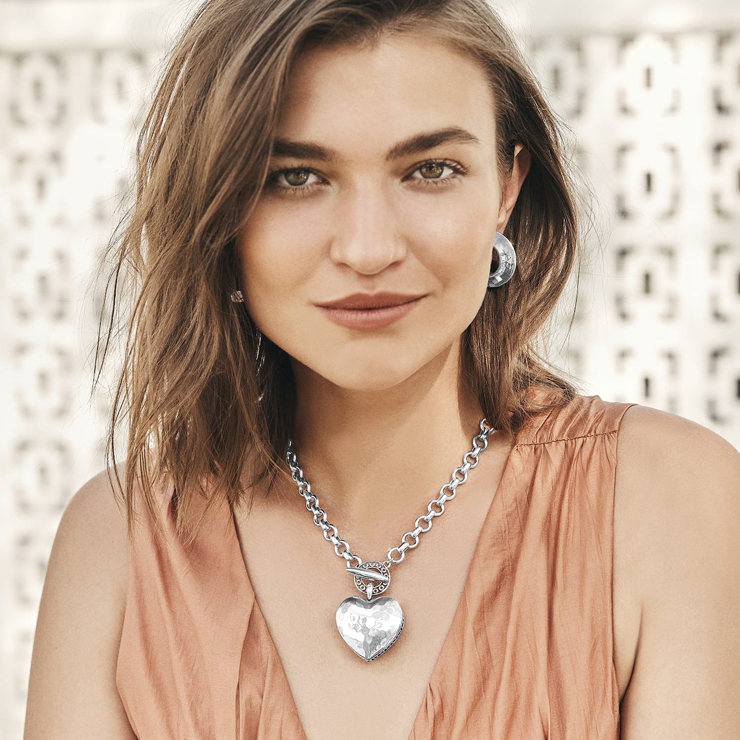 Inner Circle Two Tone Heart Toggle Necklace