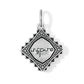 Brighton charm with silver-plated diamond-shaped medallion, beaded border, and engraved inspire text on a white background