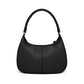 Brighton black pebbled leather hobo handbag shown from the back with braided top handle on a white background