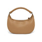 Brighton handbag shown from the back in tan pebbled leather with braided top handle on a white background