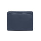 Brighton navy blue pebbled leather wallet shown from the back with stitched trim on a white background