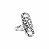 Brighton ring with silver-plated woven Celtic knot design and polished band on a white background