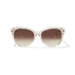 Brighton cat-eye sunglasses with clear transparent frames and brown gradient lenses on a white background