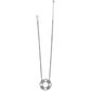 Brighton silver-plated necklace with circular link pendant featuring pastel crystal accents and lobster clasp on a white background