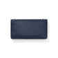 Brighton navy pebbled leather wallet shown from the back with silver-tone D-rings on a white background