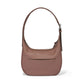 Brighton hobo handbag in mauve leather shown from the back with whipstitched shoulder strap on a white background